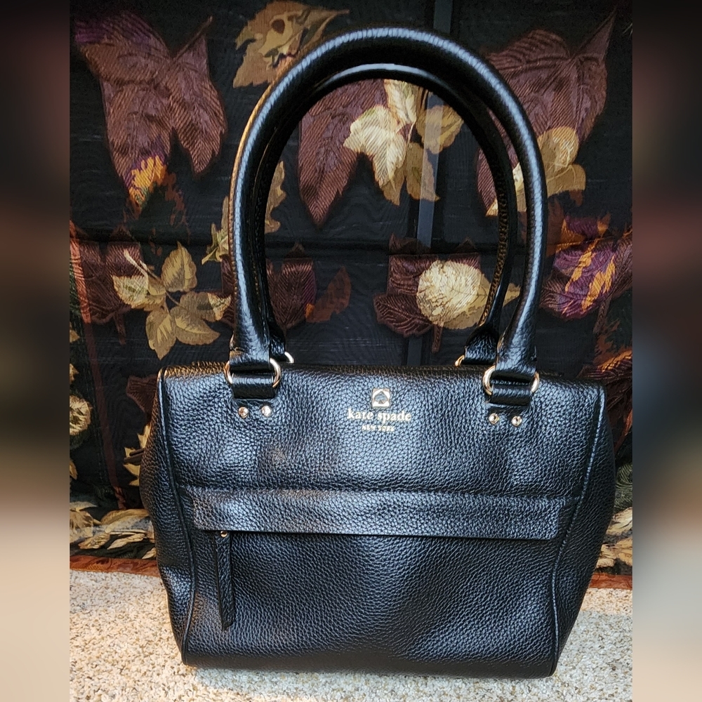 New Kate Spade New York Grant Park Hadlen Black pebble leather satchel purse - Picture 11 of 16